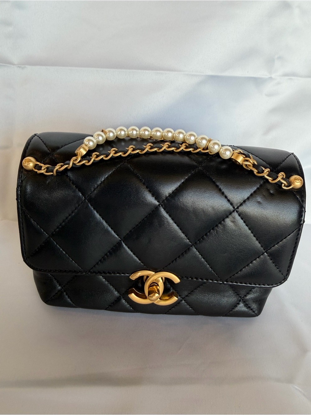 CHANEL 24A Black Lambskin Mini Flap Chanel CC Turnlock Full Set Microchipped - Picture 4 of 16